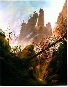 Felsenlandschaft im de:Elbsandsteingebirge